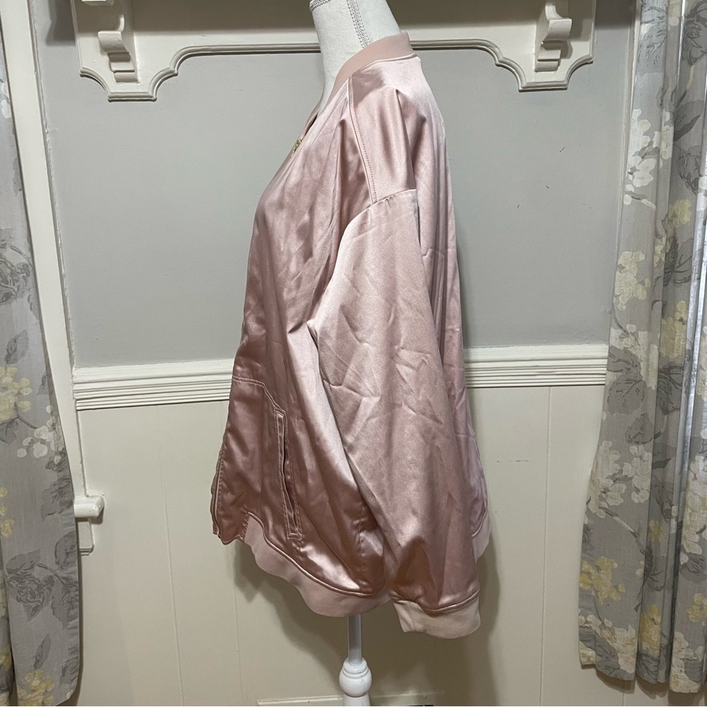 Express Pink Satin Bomber Jacket Size XL - Picture 4 of 8